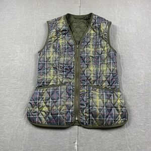 Barbour Vest Womens Size 6 Tartan Betty Liner Full Zip Plaid Green Quilted Coat